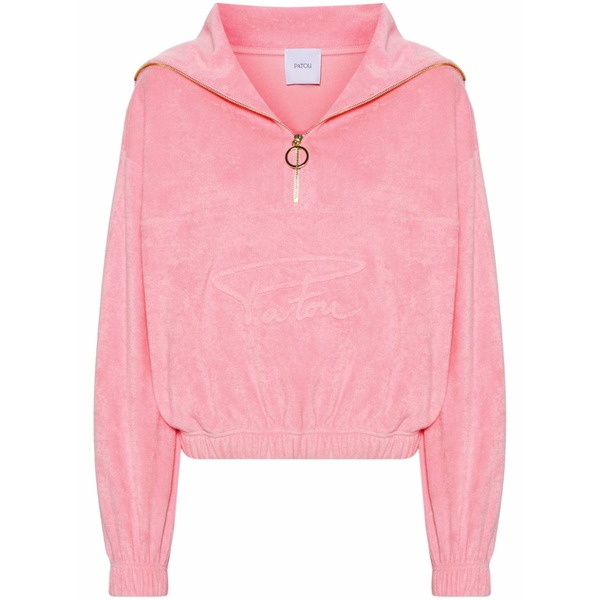 ジャンパトゥ レディース パーカー・スウェットシャツ アウター Half-zip terrycloth hoodie Pink
