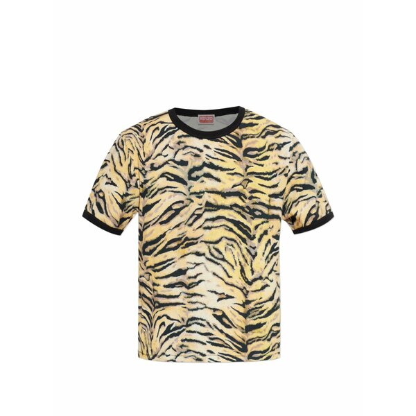 ケンゾー メンズ Tシャツ トップス Tiger-print t-shirt Yellow｜asty