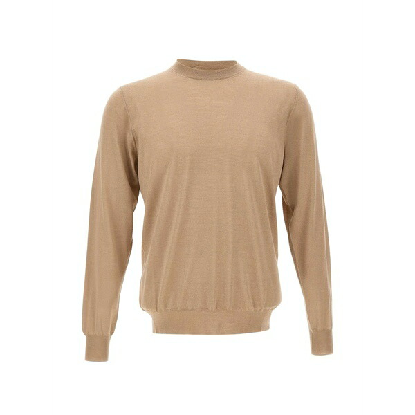 フィリッポ デ ラウレンティス メンズ ニット&セーター アウター Ribbed crew neck sweater Neutrals｜asty