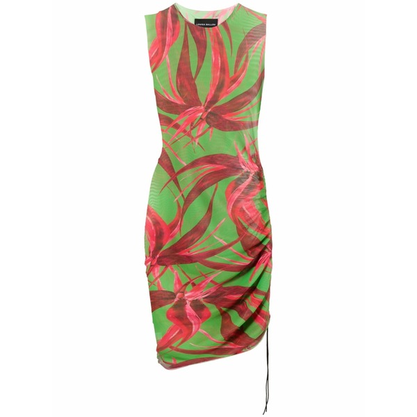 ルイーザ バロウ レディース ワンピース トップス Botanical-print asymmetric dress Green｜asty