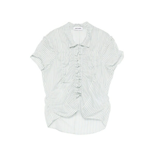 ロウ クラシック レディース シャツ トップス Striped ruffled shirt White|asty