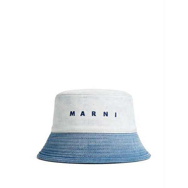 マルニ メンズ 帽子 アクセサリー Logo denim bucket hat Blue|asty
