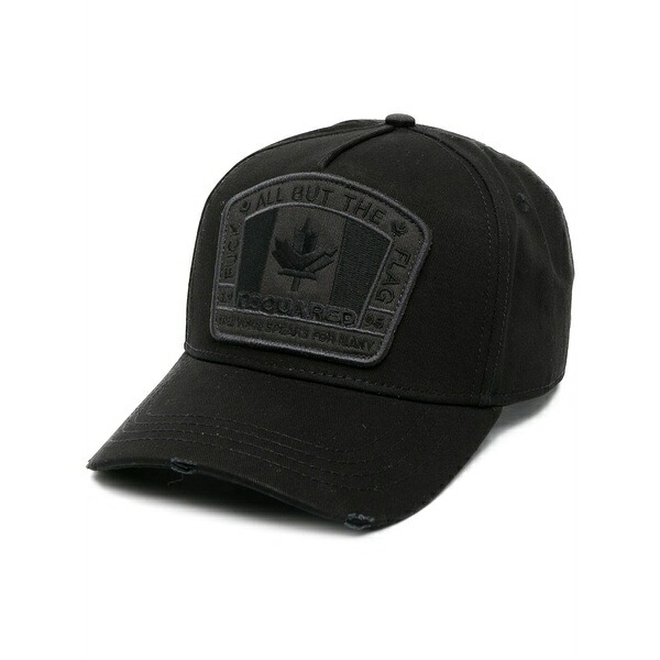 ディースクエアード メンズ 帽子 アクセサリー Embroidered-logo patch baseball cap Black