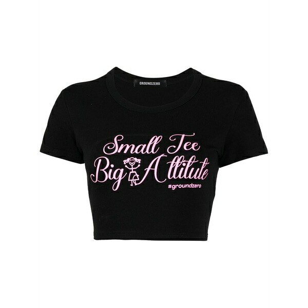 地びた 絶無 レディース プルオーバー トップス Slogan-print cotton t-shirt Black