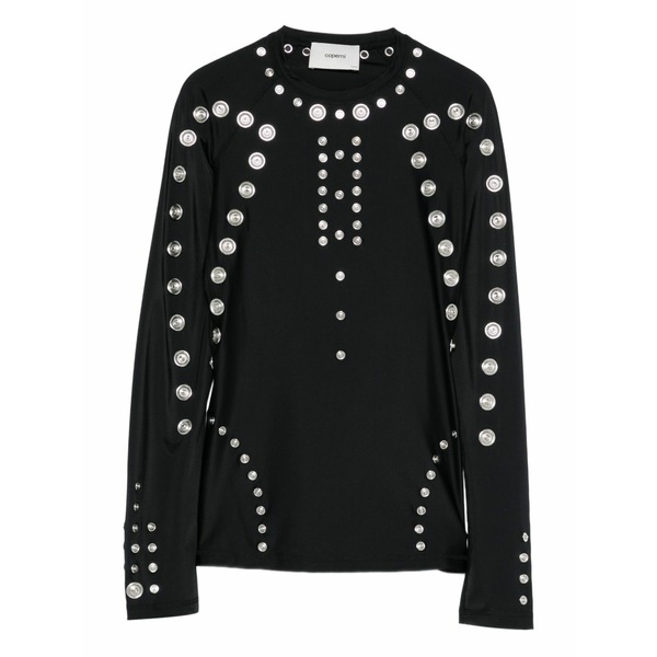 コペルニ レディース Tシャツ トップス Metal-embellished long-sleeve t-shirt Black｜asty