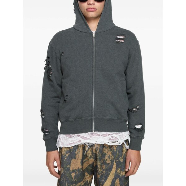 アクネ ストゥディオズ メンズ パーカー・スウェットシャツ アウター Distressed jersey hoodie Black トップス-パーカー-メンズファッション