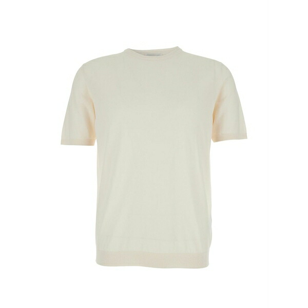 ロベルトコリーナ メンズ ポロシャツ トップス Crew-neck ribbed t-shirt Neutrals｜asty