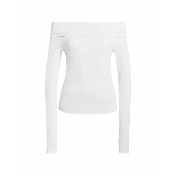 アディダス レディース Tシャツ トップス Long-sleeve off-the-shoulder top White|asty