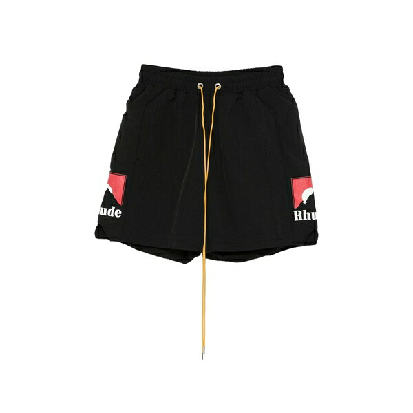 ルード メンズ カジュアルパンツ ボトムス Logo-detail shorts Black|asty