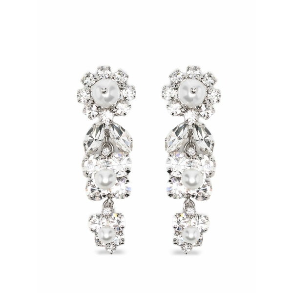シモーネ・ロシャ レディース ピアス&イヤリング アクセサリー Daisy-motif crystal drop earrings Silver|asty