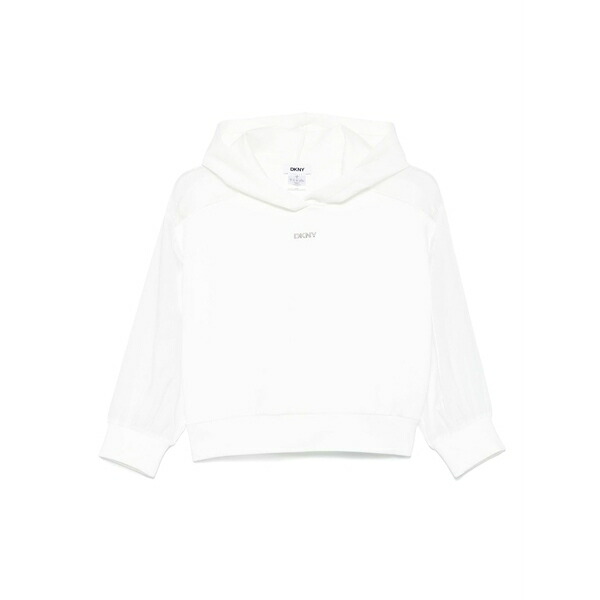 ダナ キャラン ニューヨーク州 レディース パーカー・スウェットシャツ アウター Logo-appliqu茫漏 cropped hoodie White
