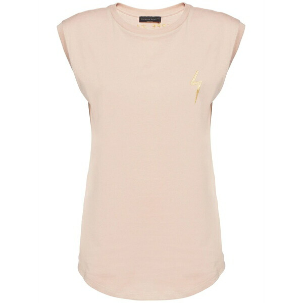 ジュゼッペザノッティ レディース カットソー トップス Ursella logo-embroidered sleeveless cotton tank top Pink｜asty