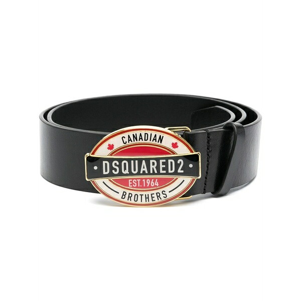 ディースクエアード メンズ 胴締め 付属物 Logo-buckle leather belt  Black メンズベルト-バッグ・小物・ブランド雑貨-ベルト・サスペンダー