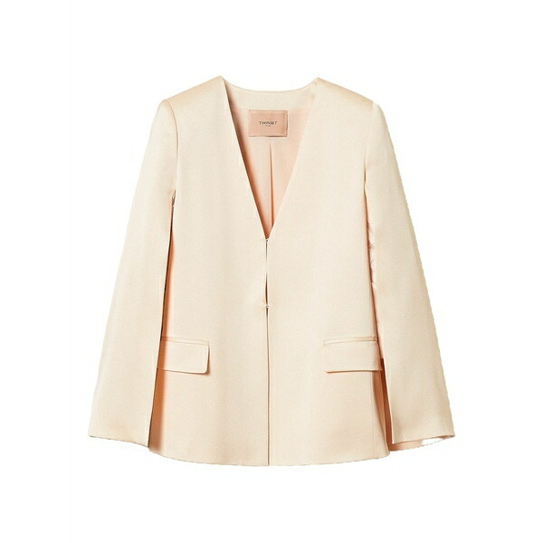 ツインセット レディース ジャケット＆ブルゾン アウター Cape-detail satin blazer Neutrals｜asty