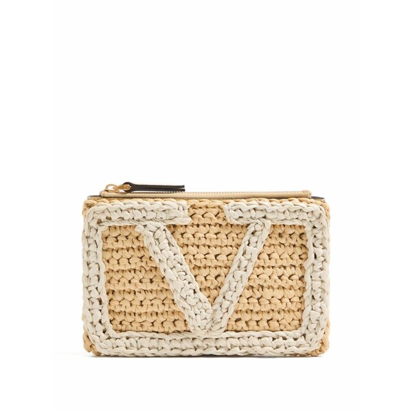 ヴァレンティノ ガラヴァーニ レディース クラッチペダル御徒面子 御徒面子 Small viva superstar logo-detailed clutch bag Neutrals