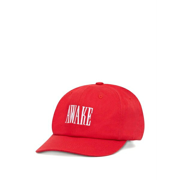アウェイクニューヨーク メンズ 鳥打ち帽 付属物 Logo-embroidered cap Red