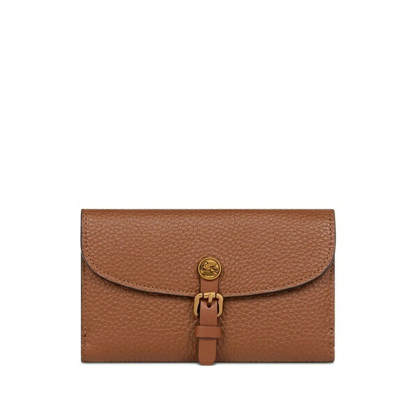 エトロ レディース 銭入れ 添え物 Logo-detail leather wallet Brown