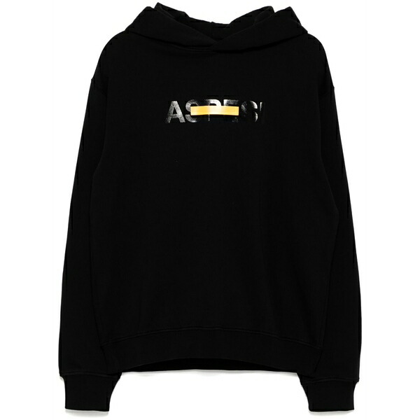アスペジ メンズ パーカー・スウェットシャツ アウター Logo-printed hoodie Black｜asty