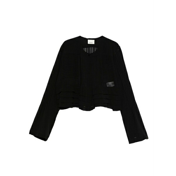 イザベル マラン レディース シャツ トップス Pleated-panel blouse Black|asty