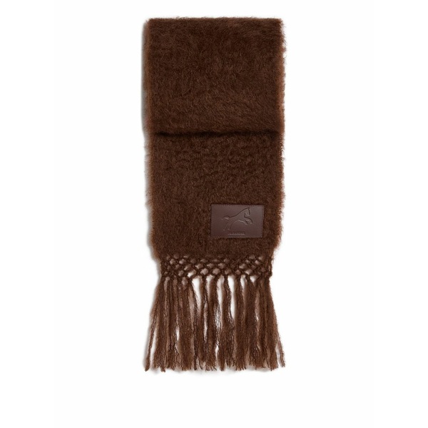 ジル・サンダー レディース えり巻き・袈裟・えり巻き 付属物 Logo-patch fringed scarf Brown