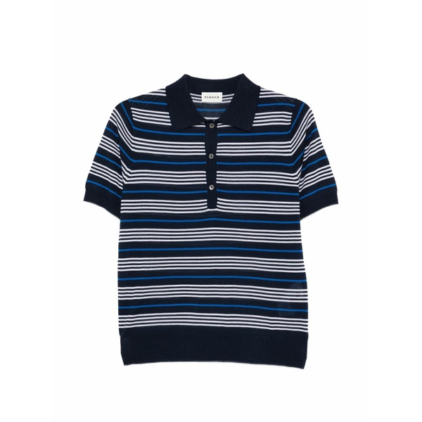 パロッシュ レディース スポーツシャツ トップス Striped buttoned polo shirts Blue