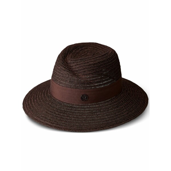 メゾンミッシェル レディース 帽子 アクセサリー Virginie straw fedora hat Brown|asty