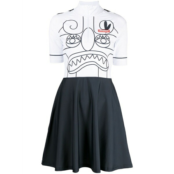 チャールズ・ジェフリー レディース ワンピース トップス Face-print flared minidress Black|asty