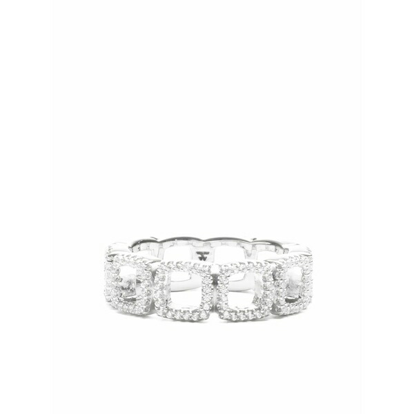 トム白木 メンズ 輪っか 佩び物 Square-link zirconia ring Silver