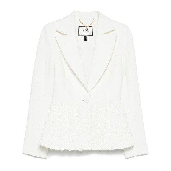 ニッサ レディース 上衣＆上衣 アウター 3d flowers single-breasted blazer White コート・ジャケット-レディースファッション