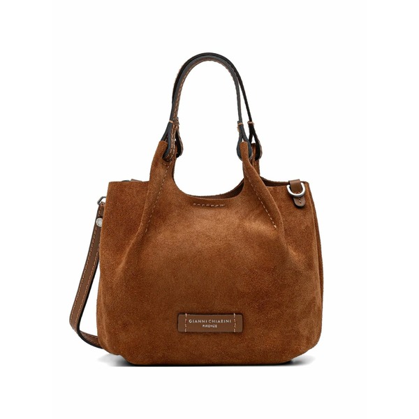 ジャンニ・キアリーニ レディース ショルダーバッグ バッグ Suede top handle shoulder bag Brown｜asty