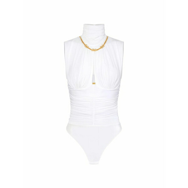 エリザベスフランキ レディース カットソー トップス Draped chain bodysuit White｜asty