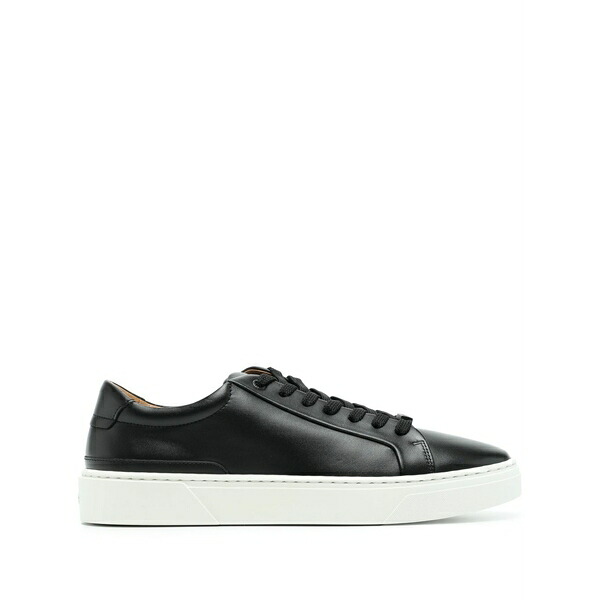 ボス メンズ スニーカー シューズ Logo-plaque leather sneakers Black｜asty