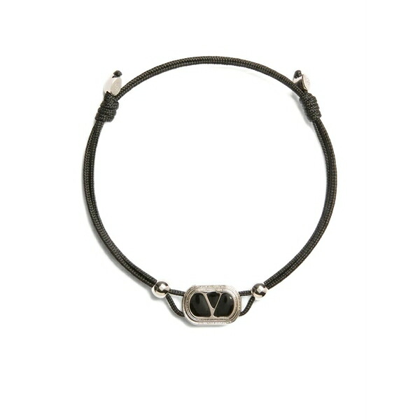 ヴァレンティノ ガラヴァーニ メンズ ブレスレット・バングル・アンクレット 添え物 V-logo oval-frame bracelet Black