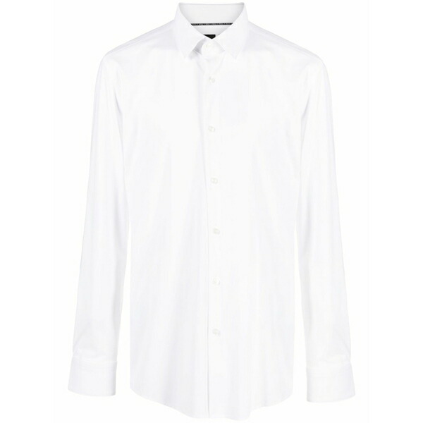 ボス メンズ シャツ トップス Pointed-collar long-sleeve shirt White