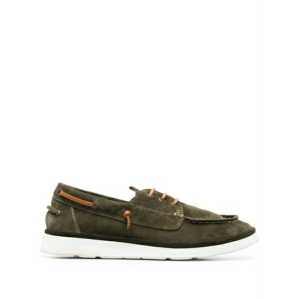 モマ メンズ スニーカー シューズ Suede boat shoes Green