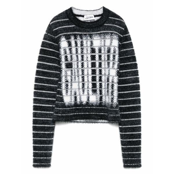 ジャン極点 ゴルチエ レディース 編み物\u0026スウェーター アウター Intarsia-logo sweater Black