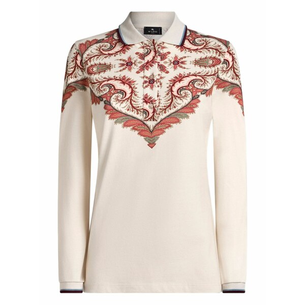 エトロ レディース スポーツシャツ トップス Paisley-print polo shirt White