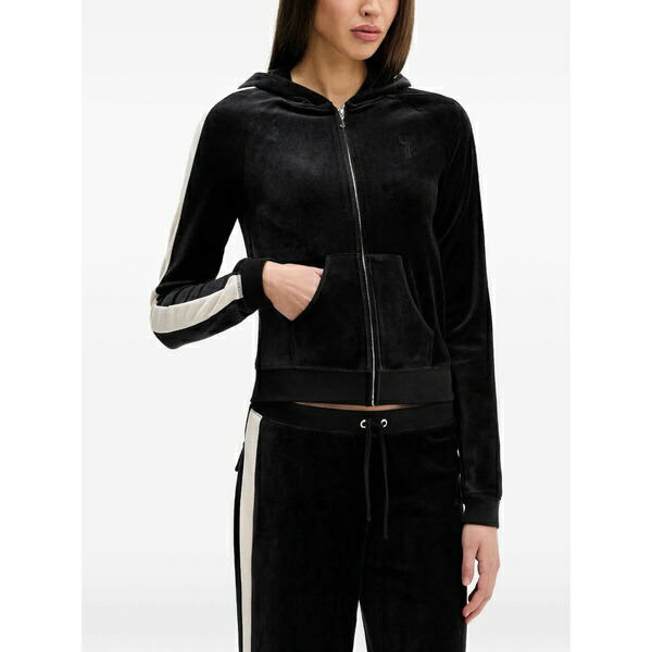 ジューシークチュール レディース パーカー・スウェットシャツ アウター Side-stripe hoodie Black