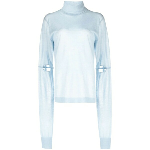 ヘルムート ラング レディース ニット&セーター アウター Cut-out detail cashmere jumper Blue｜asty