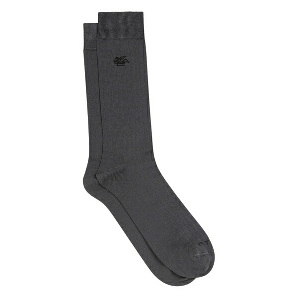 エトロ メンズ ソックス アンダー御召しもの Pegaso logo cotton socks Grey