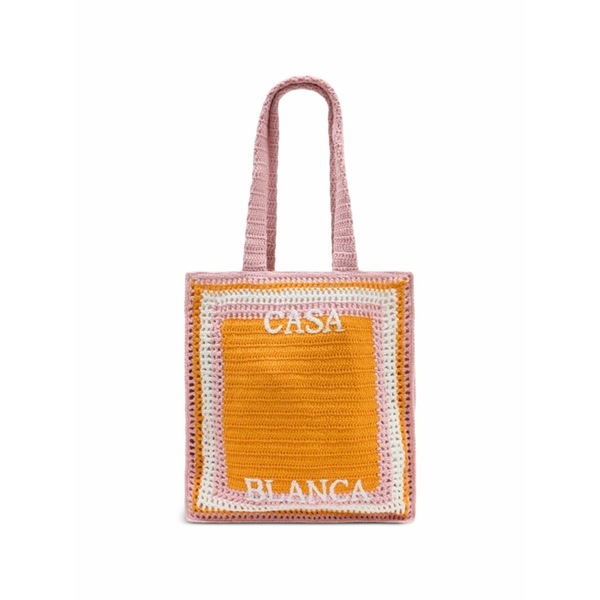 カサブランカ レディース トートバッグ バッグ Stripe crochet tote bag Pink｜asty