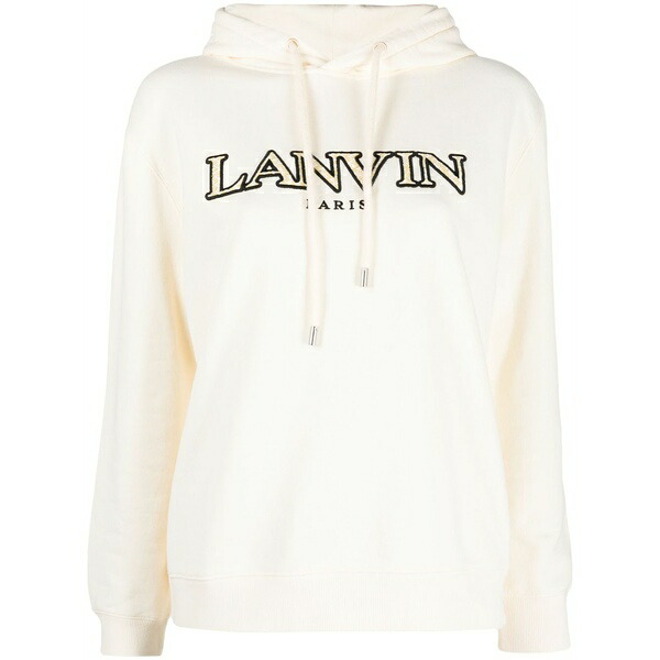 ランバン レディース パーカー・スウェットシャツ アウター Embroidered-logo cotton hoodie Neutrals