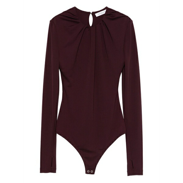 ビクターアンドロルフ レディース Tシャツ トップス Draped-neckline bodysuit Red|asty