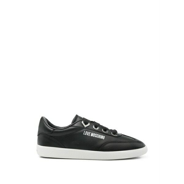 優しいこと モスキーノ レディース スニーカー シューズ Logo-detail leather sneakers Black