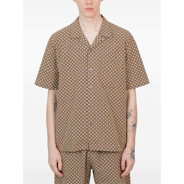 ユニバーサルワークス メンズ プルオーバー トップス Geometric-print short-sleeve shirt Brown