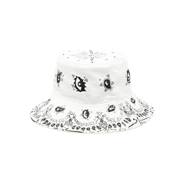 ハクーラ メンズ 帽子 アクセサリー Paisley reversible bucket hat White｜asty