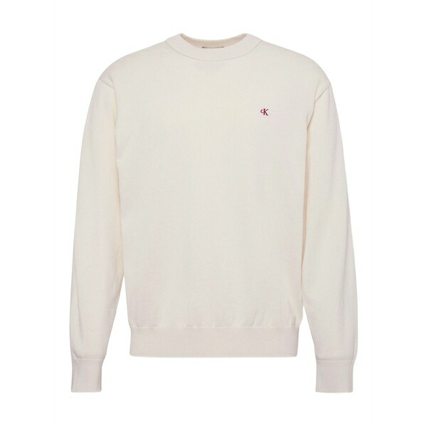 カルバンクライン メンズ 編み物\u0026プルオーバー アウター Logo-detail crew-neck sweater Neutrals
