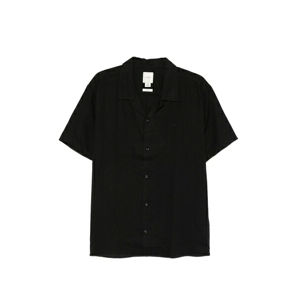 カルバンクライン メンズ シャツ トップス Revere-collar short-sleeve shirt Black｜asty