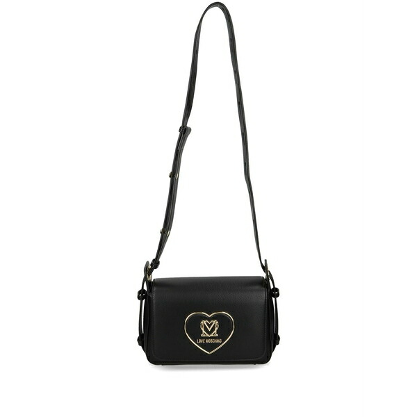 ラブ モスキーノ レディース ショルダーバッグ バッグ Logo-plaque faux-leather shoulder bag Black｜asty