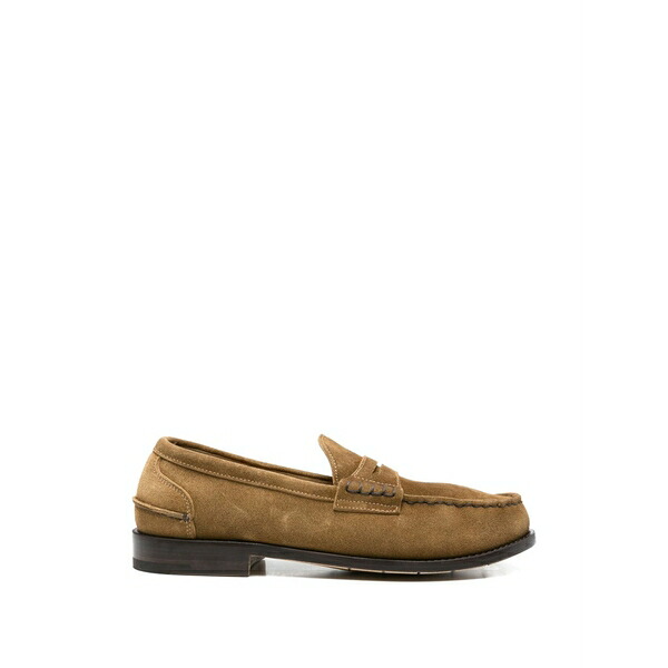プレミアータ メンズ スリッポン・ローファー シューズ Suede penny loafers Brown|asty